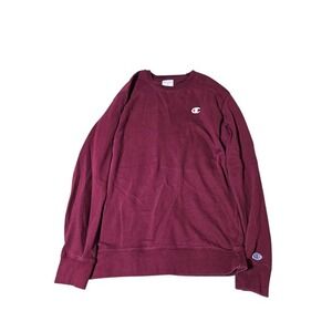 Champion Mens Maroon Burgundy Crewneck Sweatshirt‎ Fleece Pullover Logo Size M